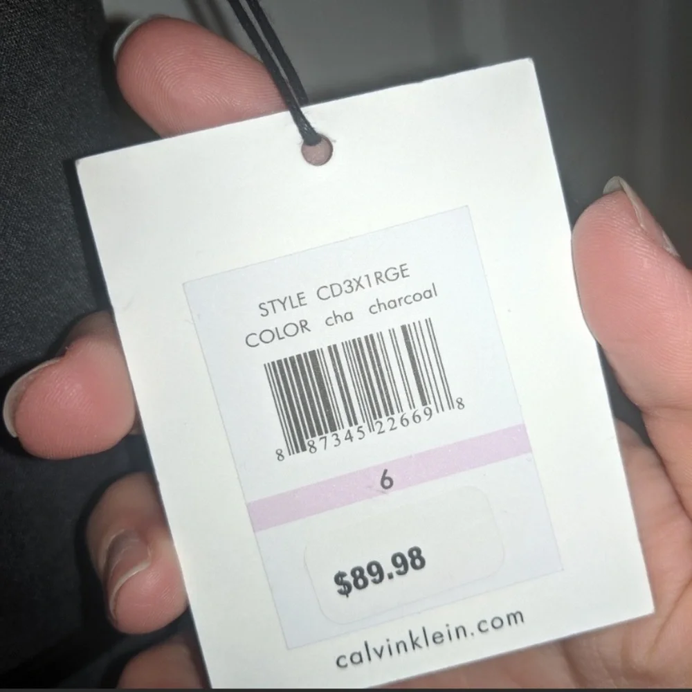 Brand New Calvin Klein Sheath Dress in Charcoal Gray w/Logo Belt - Picture 6 of 7